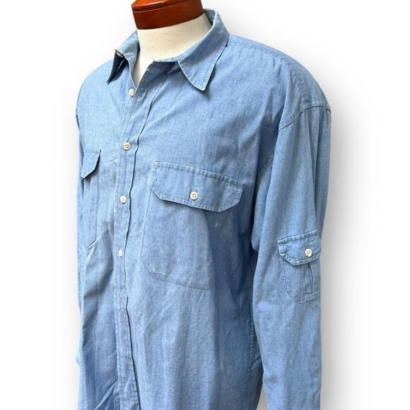 Vintage Pendleton Blue Cotton Work Shirt RN 29685 Men's size Large L - Picture 2 of 11